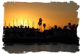 Sunset view from a beachside bar
